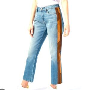 FRAME Le High Straight Suede Leather Tux in Desmond Size 27